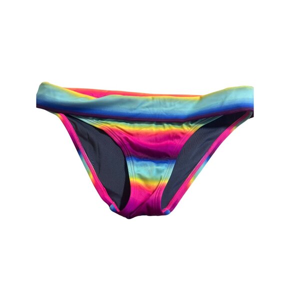Victorias Secret Rainbow Stripe Bikini Swimsuit Bathing Suit Bottom Sz S Top 34C - Picture 2 of 7